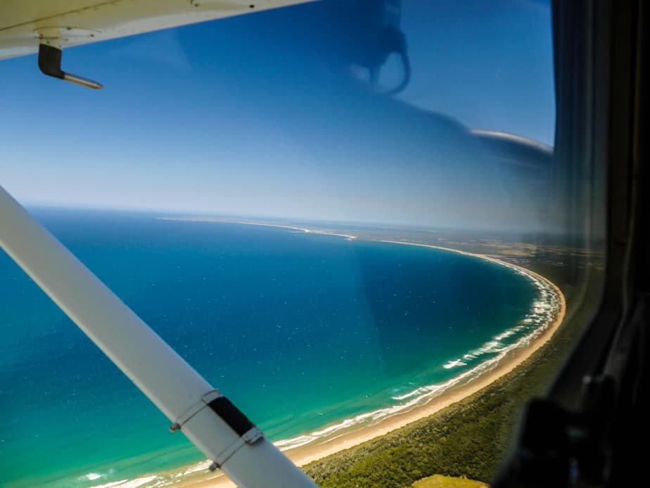 View of the ocean from a plane